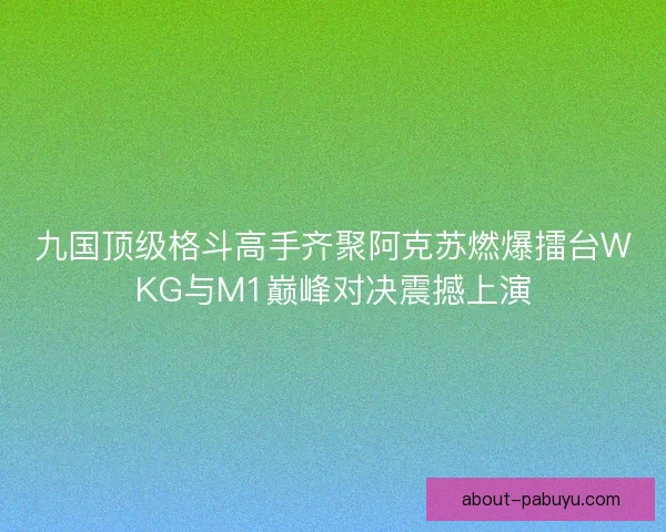 九国顶级格斗高手齐聚阿克苏燃爆擂台WKG与M1巅峰对决震撼上演